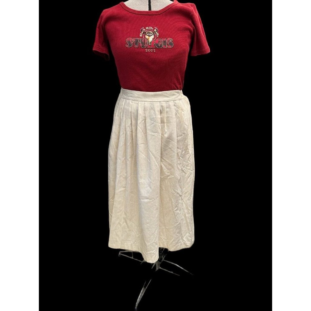 Vintage Alicia USA Made Cream Pleated Midi Skirt size 14